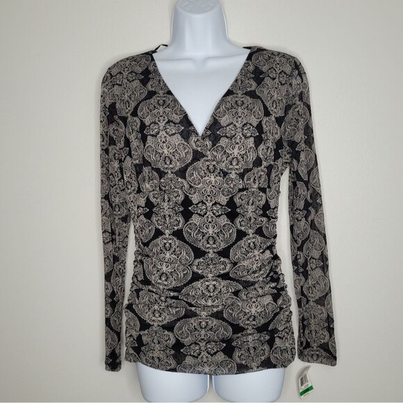 Vintage y2k dark moody ruched witchy grunge whimsigoth long sleeve top large - Picture 1 of 4